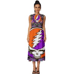 Gratefuldead Grateful Dead Pattern Sleeveless Round Neck Midi Dress by Cowasu