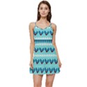 Blue Christmas Vintage Ethnic Seamless Pattern Short Frill Dress View1