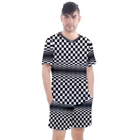 Art-optical-black-white-contrast Men s Mesh T-shirt And Shorts Set by Bedest