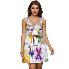 Mathematics Formula Physics School Ruffle Strap Babydoll Chiffon Dress by Bedest