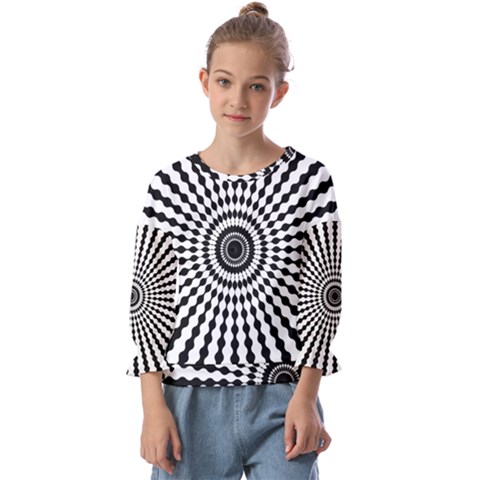 Starburst-sunburst-hypnotic Kids  Cuff Sleeve Top by Bedest