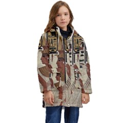 Hieroglyphics-goddess-queen Kids  Hooded Longline Puffer Jacket by Bedest