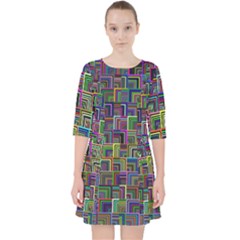 Wallpaper-background-colorful Quarter Sleeve Pocket Dress by Bedest