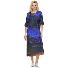 Landscape-sci-fi-alien-world Double Cuff Midi Dress by Bedest