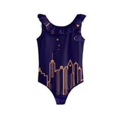 Skyscraper Town Urban Towers Kids  Frill Swimsuit by pakminggu