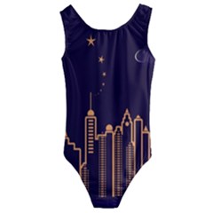 Skyscraper Town Urban Towers Kids  Cut-out Back One Piece Swimsuit by pakminggu