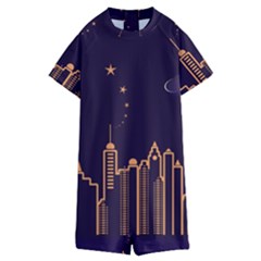 Skyscraper Town Urban Towers Kids  Boyleg Half Suit Swimwear by pakminggu