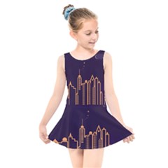 Skyscraper Town Urban Towers Kids  Skater Dress Swimsuit by pakminggu