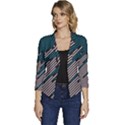 Abstract Diagonal Striped Lines Pattern Women s Casual 3/4 Sleeve Spring Jacket View1