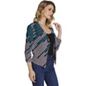 Abstract Diagonal Striped Lines Pattern Women s Casual 3/4 Sleeve Spring Jacket View3