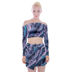 Abstract Trims Off Shoulder Top With Mini Skirt Set by pakminggu