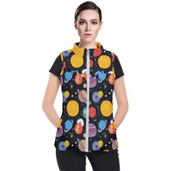 Circle Illustration Space Art Cute Pattern Women s Puffer Vest by pakminggu