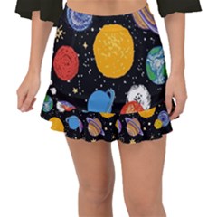 Circle Illustration Space Art Cute Pattern Fishtail Mini Chiffon Skirt by pakminggu