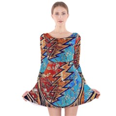 Grateful Dead Rock Band Long Sleeve Velvet Skater Dress by Cowasu