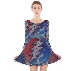 Grateful Dead Logo Long Sleeve Velvet Skater Dress by Cowasu