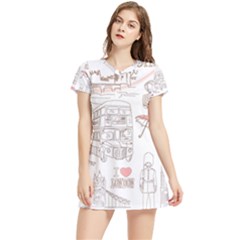 London-paris-drawing-vector-london-comics Women s Sports Skirt by Cowasu