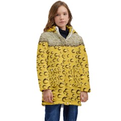 Beer Bubbles Kids  Hooded Longline Puffer Jacket by Cowasu