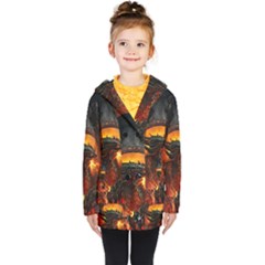 Dragon Fire Fantasy Art Kids  Double Breasted Button Coat by Cowasu