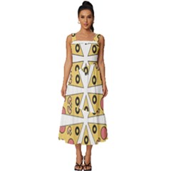 Pizza-slice-food-italian Square Neckline Tiered Midi Dress by Cowasu