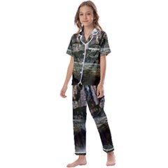 Sea-island-castle-landscape Kids  Satin Short Sleeve Pajamas Set by Cowasu