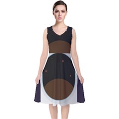 Astronaut-space-astronomy-universe V-neck Midi Sleeveless Dress  by Cowasu