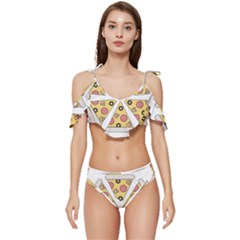 Pizza-slice-food-italian Ruffle Edge Tie Up Bikini Set	 by Sarkoni