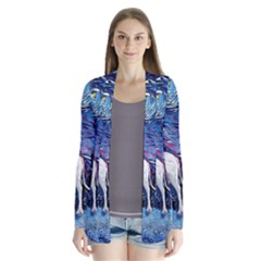 Unicorn Starry Night Print Van Gogh Drape Collar Cardigan by Sarkoni