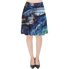 Spaceship Galaxy Parody Art Starry Night Velvet High Waist Skirt by Sarkoni