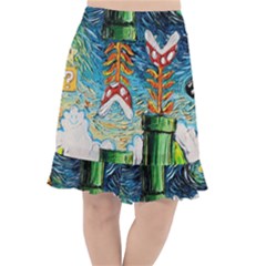 Game Starry Night Doctor Who Van Gogh Parody Fishtail Chiffon Skirt by Sarkoni