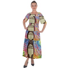 Cartoon Starry Night Art Van Gogh Parody Shoulder Straps Boho Maxi Dress  by Sarkoni