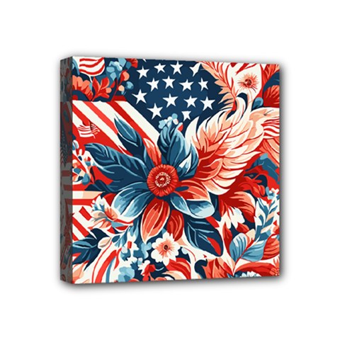 America Pattern Mini Canvas 4  X 4  (stretched) by Valentinaart