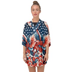 America Pattern Half Sleeve Chiffon Kimono by Valentinaart