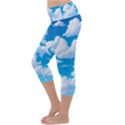 Sky Clouds Blue Cartoon Animated Lightweight Velour Capri Yoga Leggings View2