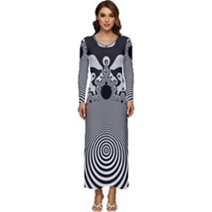 Pattern Illusion Fractal Mandelbrot Long Sleeve Longline Maxi Dress by Bangk1t