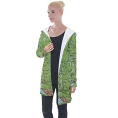 Map Earth World Russia Europe Longline Hooded Cardigan by Bangk1t