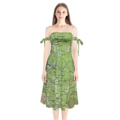 Map Earth World Russia Europe Shoulder Tie Bardot Midi Dress by Bangk1t