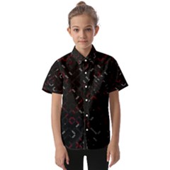 Abstract Dark Pattern Minimal Kids  Short Sleeve Shirt by Bedest