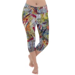 Abstract Background Pattern Lightweight Velour Capri Yoga Leggings by Bedest