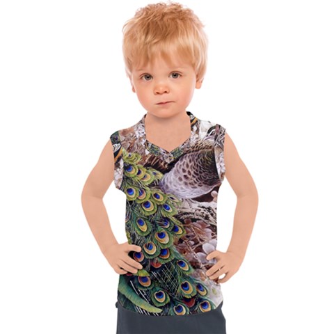 Japanese Painting Flower Peacock Kids  Sport Tank Top by Bedest