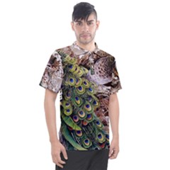 Japanese Painting Flower Peacock Men s Polo T-shirt by Bedest