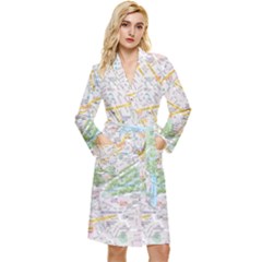 London City Map Long Sleeve Velvet Robe by Bedest