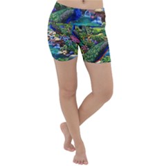 Peacocks  Fantasy Garden Lightweight Velour Yoga Shorts by Bedest