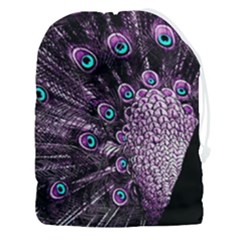 Purple Peacock Drawstring Pouch (3xl) by Bedest