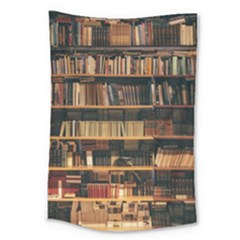 Books On Bookshelf Assorted Color Book Lot In Bookcase Library Large Tapestry by Ravend