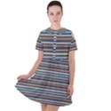 Stripes Short Sleeve Shoulder Cut Out Dress  View1