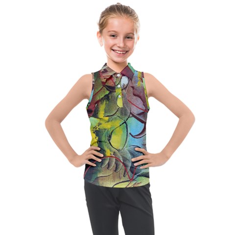 Detail Of A Bright Abstract Painted Art Background Texture Colors Kids  Sleeveless Polo T-shirt by Ndabl3x