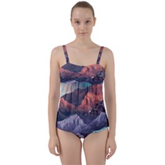 Adventure Psychedelic Mountain Twist Front Tankini Set by Ndabl3x