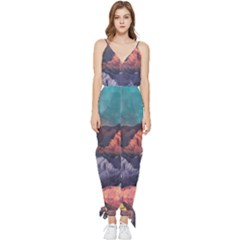 Adventure Psychedelic Mountain Sleeveless Tie Ankle Chiffon Jumpsuit by Ndabl3x