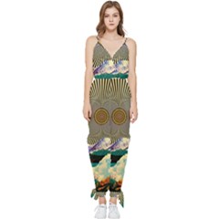 Surreal Art Psychadelic Mountain Sleeveless Tie Ankle Chiffon Jumpsuit by Ndabl3x