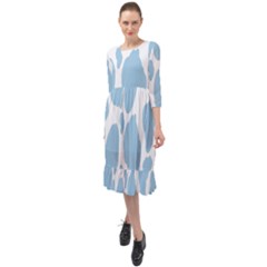 Cow Print, Aesthetic, Y, Blue, Baby Blue, Pattern, Simple Ruffle End Midi Chiffon Dress by nateshop